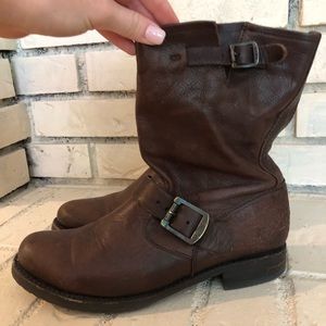 Women’s FRYE brown leather shirt boots sz 9.5